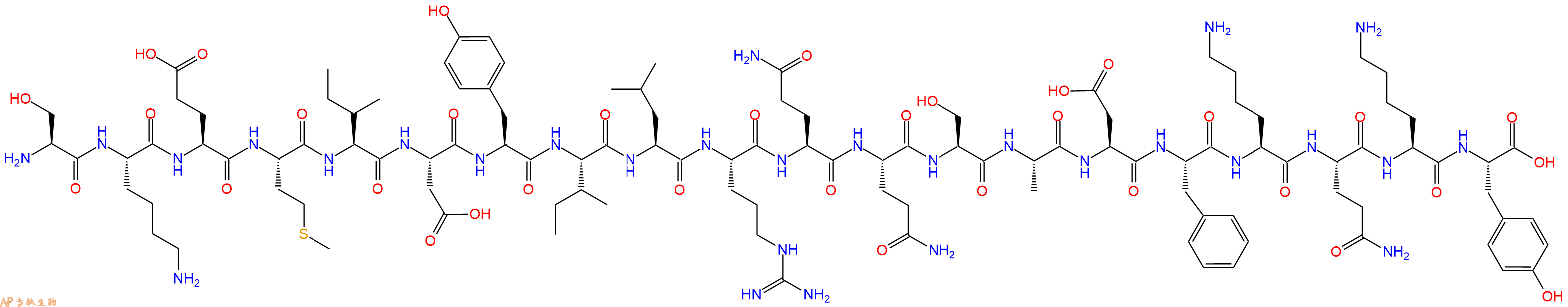 专肽生物产品H2N-Ser-Lys-Glu-Met-Ile-Asp-Tyr-Ile-Leu-Arg-Gln-Gln-Ser-Ala-Asp-Phe-Lys-Gln-Lys-Tyr-OH