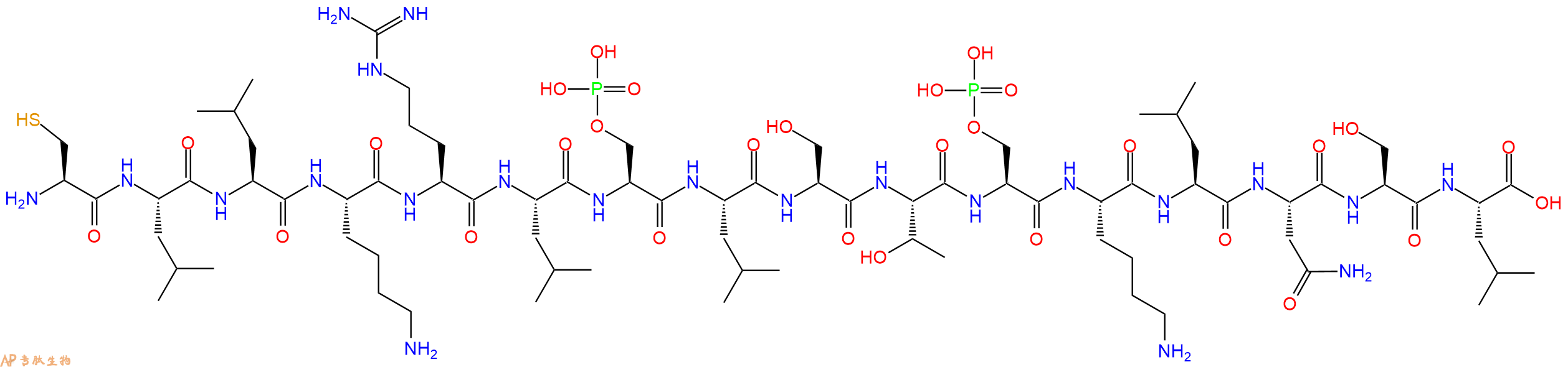 专肽生物产品H2N-Cys-Leu-Leu-Lys-Arg-Leu-Ser(PO3H2)-Leu-Ser-Thr-Ser(PO3H2)-Lys-Leu-Asn-Ser-Leu-OH