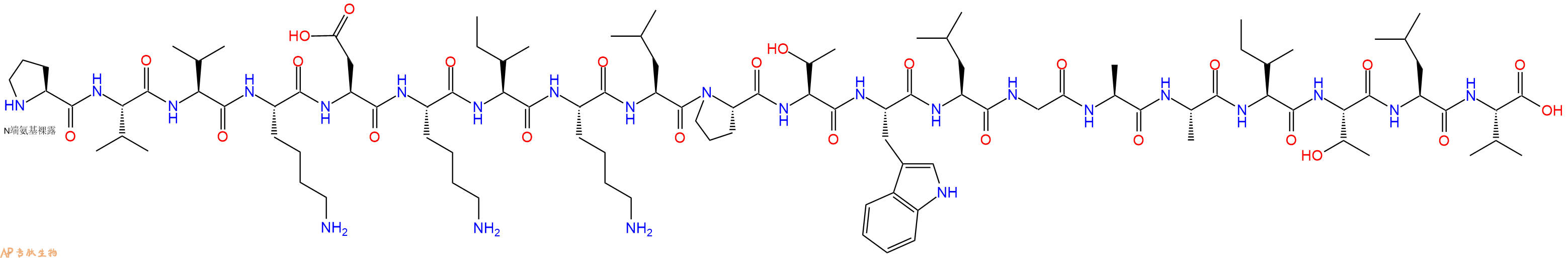 专肽生物产品H2N-Pro-Val-Val-Lys-Asp-Lys-Ile-Lys-Leu-Pro-Thr-Trp-Leu-Gly-Ala-Ala-Ile-Thr-Leu-Val-OH