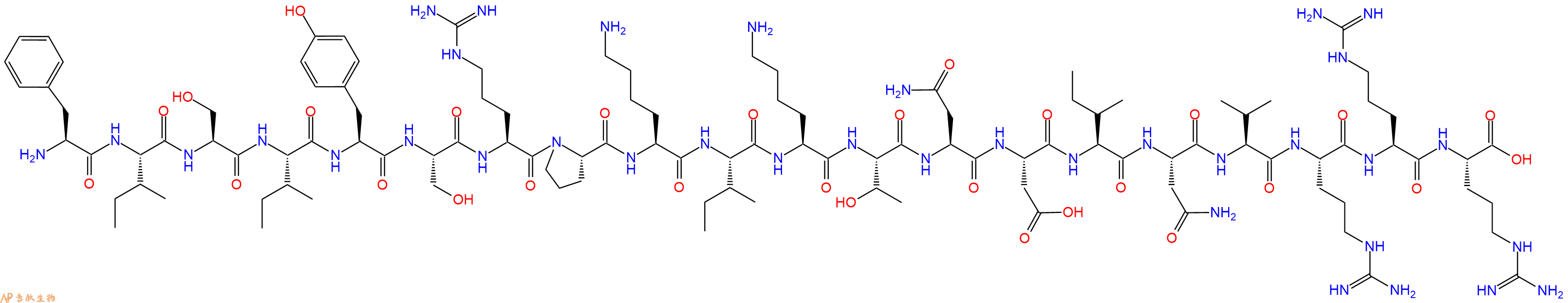 专肽生物产品H2N-Phe-Ile-Ser-Ile-Tyr-Ser-Arg-Pro-Lys-Ile-Lys-Thr-Asn-Asp-Ile-Asn-Val-Arg-Arg-Arg-OH