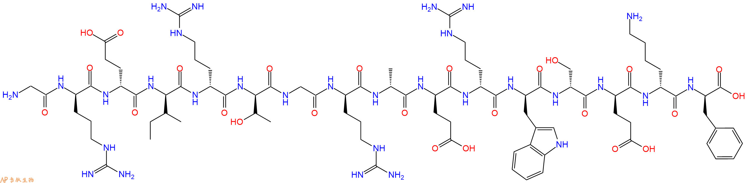 专肽生物产品H2N-Gly-DArg-DGlu-DIle-DArg-DThr-Gly-DArg-DAla-DGlu-DArg-DTrp-DSer-DGlu-DLys-DPhe-OH