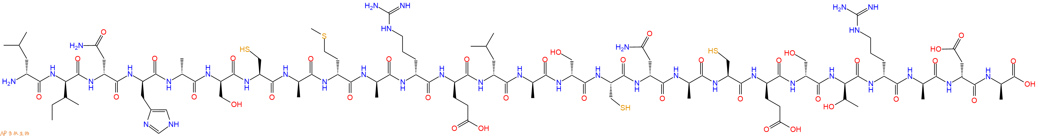 专肽生物产品H2N-DLeu-DIle-DAsn-DHis-DAla-DSer-Cys-DAla-DMet-DAla-DArg-DGlu-DLeu-DAla-DSer-Cys-DAsn-DAla-Cys-DGlu-DSer-DThr-DArg-DAla-DAsp-DAla-OH