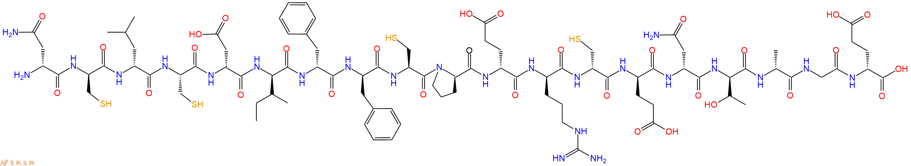 专肽生物产品H2N-DAsn-DCys-DLeu-Cys-DAsp-DIle-DPhe-DPhe-Cys-DPro-DGlu-DArg-DCys-DGlu-DAsn-DThr-DAla-Gly-DGlu-OH