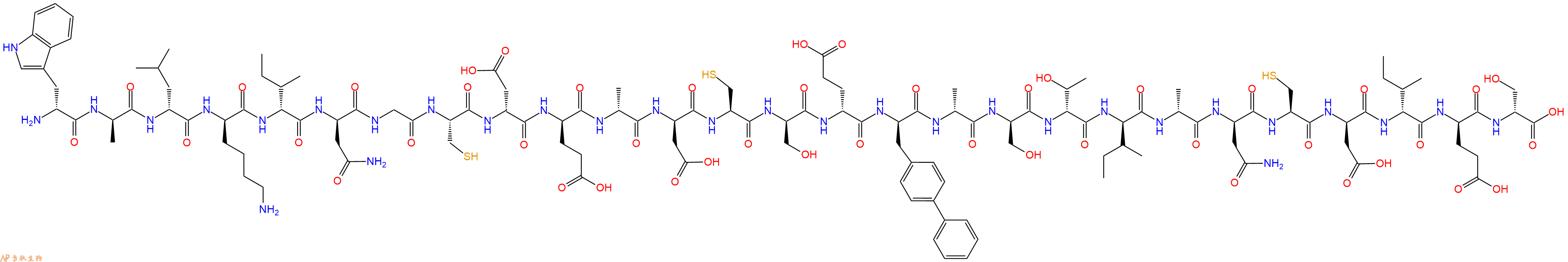 专肽生物产品H2N-DTrp-DAla-DLeu-DLys-DIle-DAsn-Gly-Cys-DAsp-DGlu-DAla-DAsp-Cys-DSer-DGlu-DBip-DAla-DSer-DThr-DIle-DAla-DAsn-Cys-DAsp-DIle-DGlu-DSer-OH