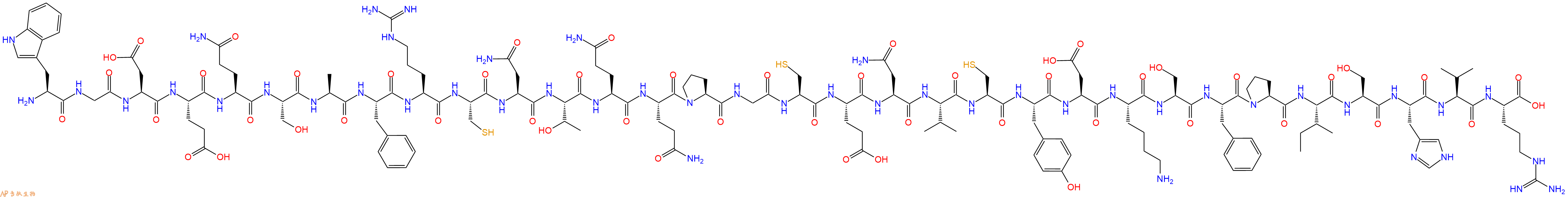 专肽生物产品H2N-Trp-Gly-Asp-Glu-Gln-Ser-Ala-Phe-Arg-Cys-Asn-Thr-Gln-Gln-Pro-Gly-Cys-Glu-Asn-Val-Cys-Tyr-Asp-Lys-Ser-Phe-Pro-Ile-Ser-His-Val-Arg-OH