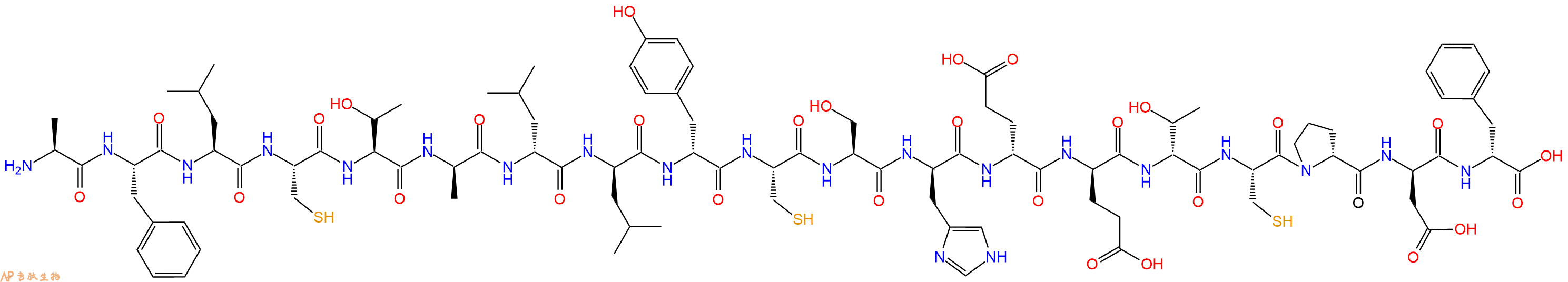 专肽生物产品H2N-Ala-Phe-Leu-Cys-Thr-DAla-DLeu-DLeu-DTyr-Cys-Ser-DHis-DGlu-DGlu-DThr-Cys-DPro-DAsp-DPhe-OH