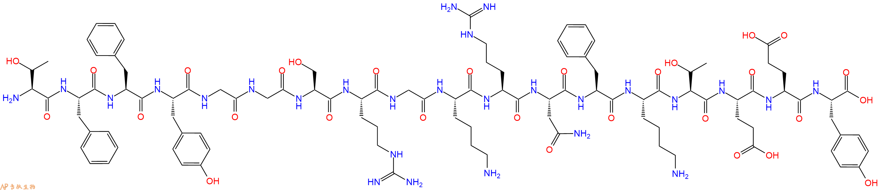 专肽生物产品H2N-Thr-Phe-Phe-Tyr-Gly-Gly-Ser-Arg-Gly-Lys-Arg-Asn-Phe-Lys-Thr-Glu-Glu-Tyr-OH