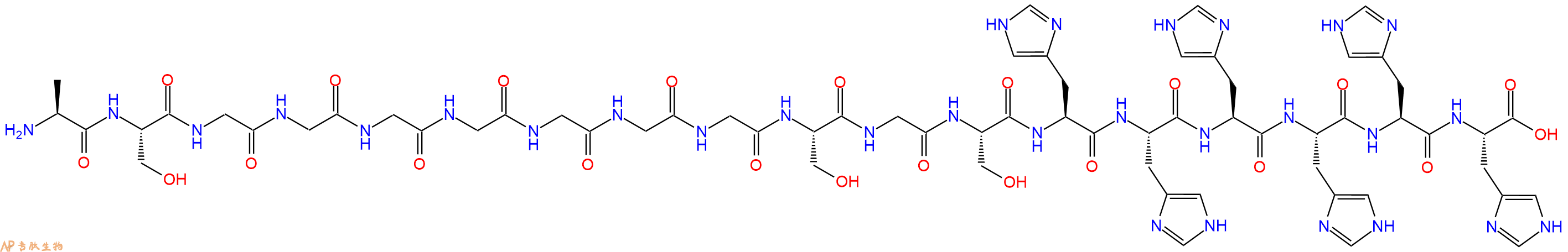 专肽生物产品H2N-Ala-Ser-Gly-Gly-Gly-Gly-Gly-Gly-Gly-Ser-Gly-Ser-His-His-His-His-His-His-OH