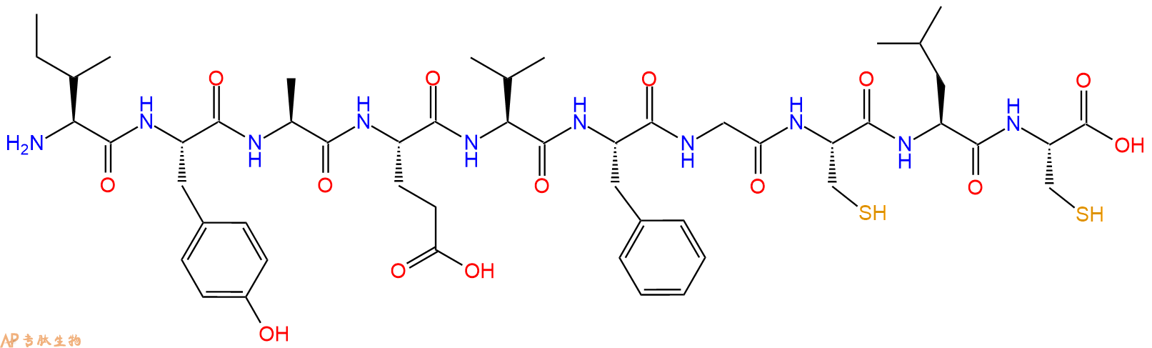 专肽生物产品H2N-Ile-Tyr-Ala-Glu-Val-Phe-Gly-Cys-Leu-Cys-OH