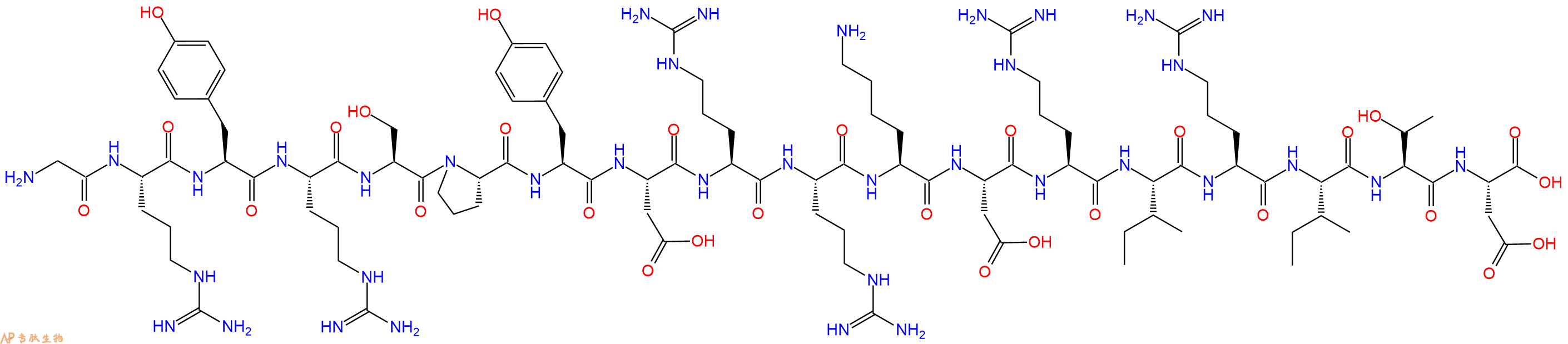 专肽生物产品H2N-Gly-Arg-Tyr-Arg-Ser-Pro-Tyr-Asp-Arg-Arg-Lys-Asp-Arg-Ile-Arg-Ile-Thr-Asp-OH