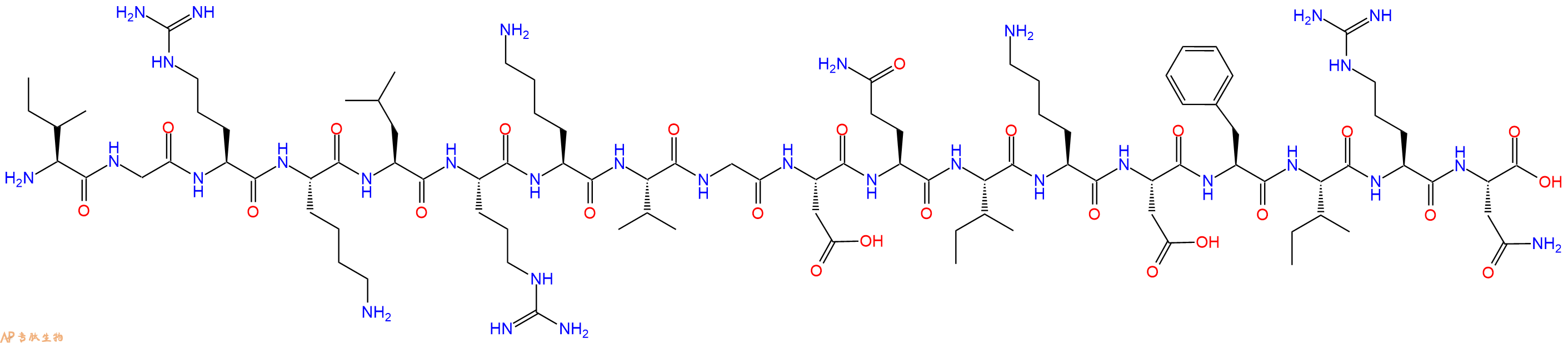 专肽生物产品H2N-Ile-Gly-Arg-Lys-Leu-Arg-Lys-Val-Gly-Asp-Gln-Ile-Lys-Asp-Phe-Ile-Arg-Asn-OH
