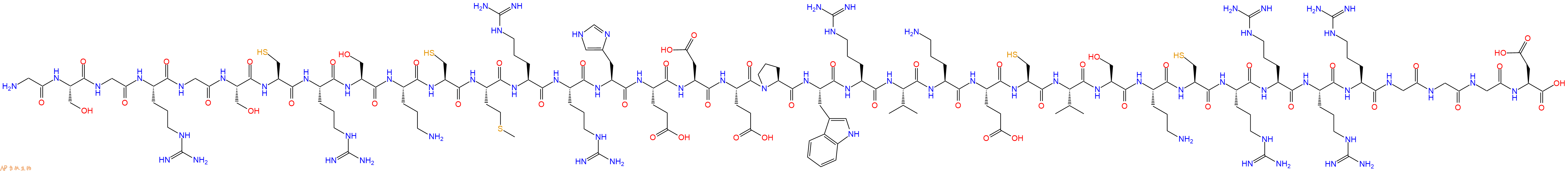 专肽生物产品H2N-Gly-Ser-Gly-Arg-Gly-Ser-Cys-Arg-Ser-Orn-Cys-Met-Arg-Arg-His-Glu-Asp-Glu-Pro-Trp-Arg-Val-Orn-Glu-Cys-Val-Ser-Orn-Cys-Arg-Arg-Arg-Arg-Gly-Gly-Gly-Asp-OH