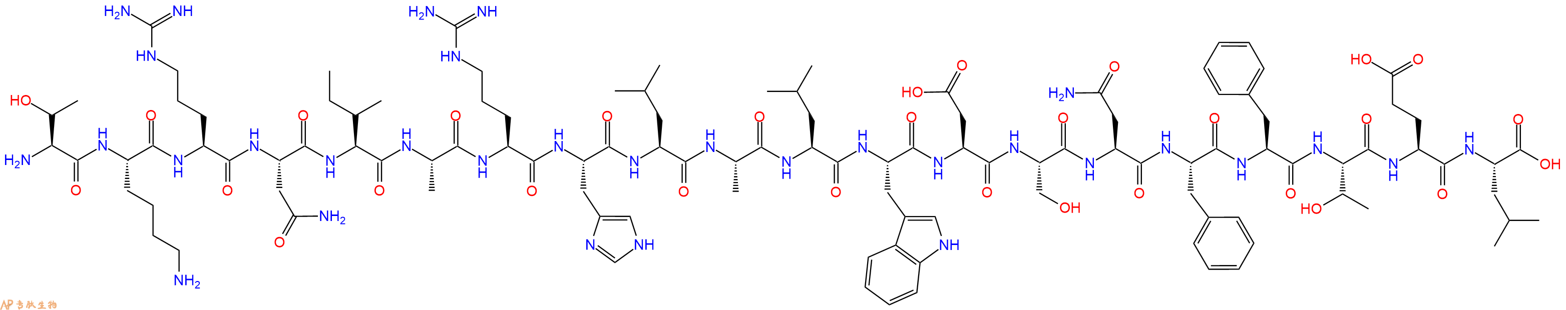 专肽生物产品H2N-Thr-Lys-Arg-Asn-Ile-Ala-Arg-His-Leu-Ala-Leu-Trp-Asp-Ser-Asn-Phe-Phe-Thr-Glu-Leu-OH