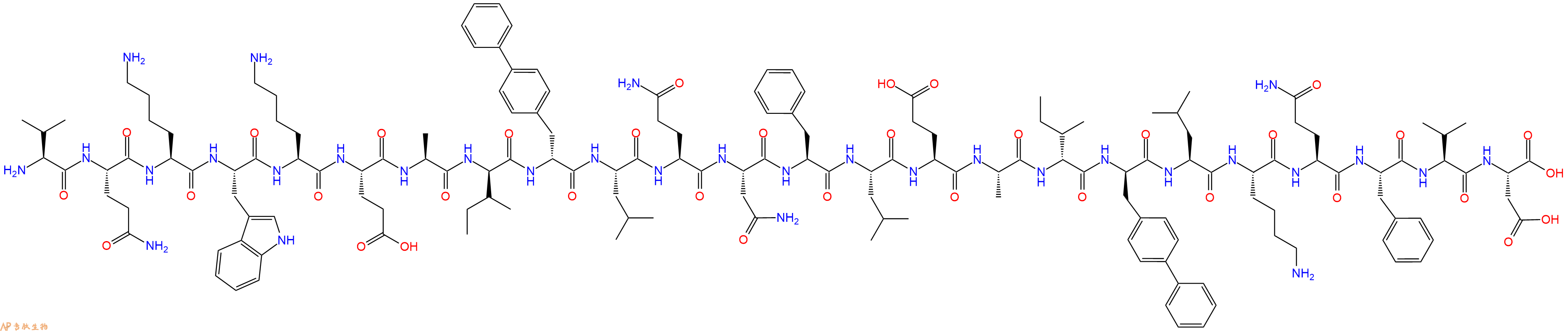专肽生物产品H2N-Val-Gln-Lys-Trp-Lys-Glu-Ala-DIle-DBip-Leu-Gln-Asn-Phe-Leu-Glu-Ala-DIle-DBip-Leu-Lys-Gln-Phe-Val-Asp-OH