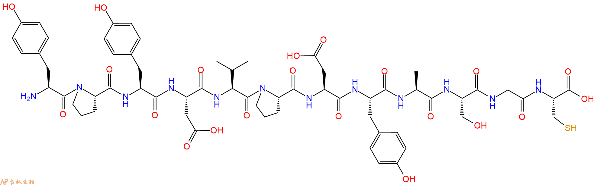 专肽生物产品H2N-Tyr-Pro-Tyr-Asp-Val-Pro-Asp-Tyr-Ala-Ser-Gly-Cys-OH