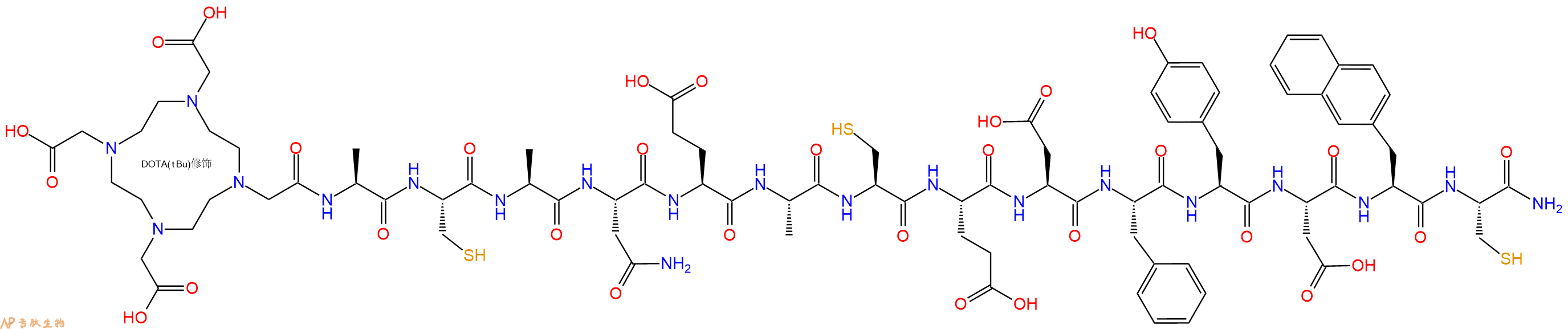 专肽生物产品DOTA-Ala-Cys-Ala-Asn-Glu-Ala-Cys-Glu-Asp-Phe-Tyr-Asp-2Nal-Cys-CONH2
