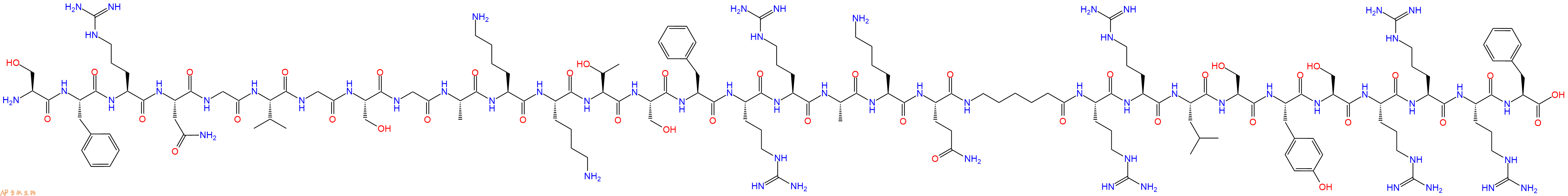 专肽生物产品H2N-Ser-Phe-Arg-Asn-Gly-Val-Gly-Ser-Gly-Ala-Lys-Lys-Thr-Ser-Phe-Arg-Arg-Ala-Lys-Gln-Ahx-Arg-Arg-Leu-Ser-Tyr-Ser-Arg-Arg-Arg-Phe-OH