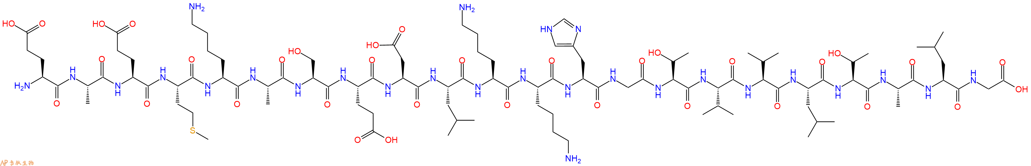 专肽生物产品H2N-Glu-Ala-Glu-Met-Lys-Ala-Ser-Glu-Asp-Leu-Lys-Lys-His-Gly-Thr-Val-Val-Leu-Thr-Ala-Leu-Gly-OH