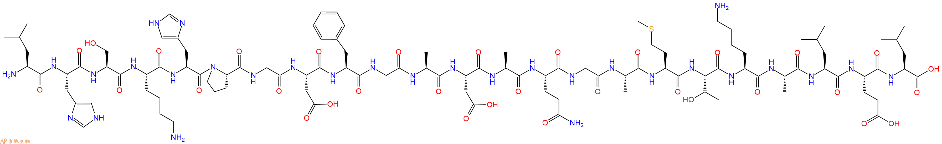 专肽生物产品H2N-Leu-His-Ser-Lys-His-Pro-Gly-Asp-Phe-Gly-Ala-Asp-Ala-Gln-Gly-Ala-Met-Thr-Lys-Ala-Leu-Glu-Leu-OH