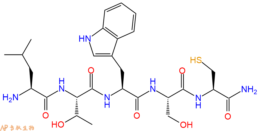专肽生物产品H2N-Leu-Thr-Trp-Ser-Cys-CONH2