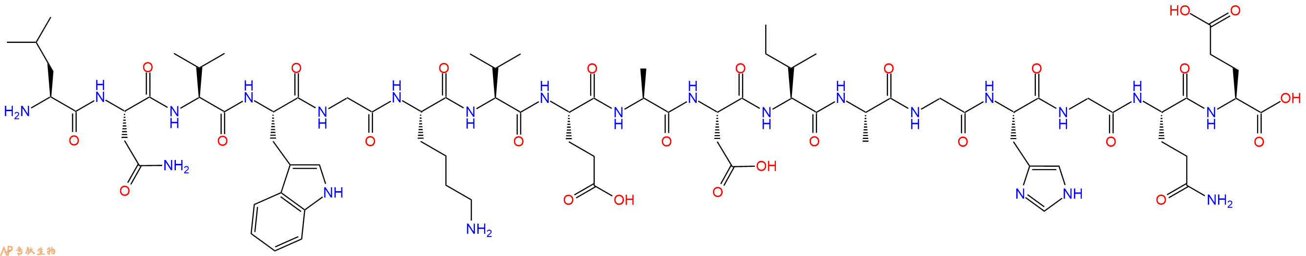 专肽生物产品H2N-Leu-Asn-Val-Trp-Gly-Lys-Val-Glu-Ala-Asp-Ile-Ala-Gly-His-Gly-Gln-Glu-OH