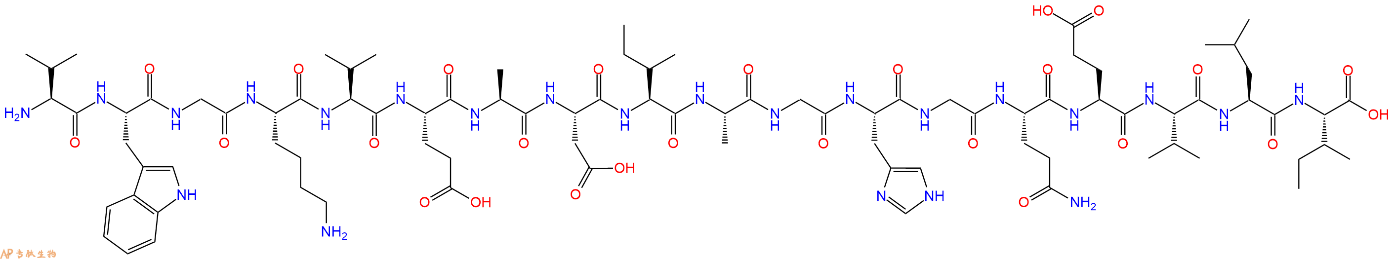 专肽生物产品H2N-Val-Trp-Gly-Lys-Val-Glu-Ala-Asp-Ile-Ala-Gly-His-Gly-Gln-Glu-Val-Leu-Ile-OH