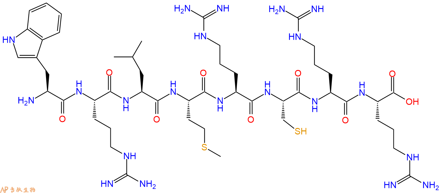 专肽生物产品H2N-Trp-Arg-Leu-Met-Arg-Cys-Arg-Arg-OH