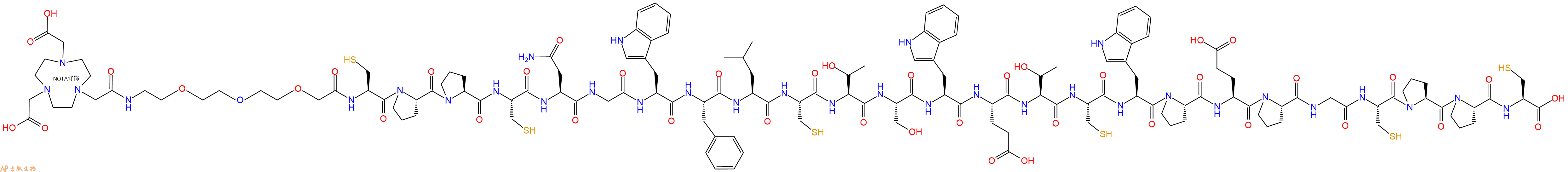 专肽生物产品NOTA-PEG3-Cys-Pro-Pro-Cys-Asn-Gly-Trp-Phe-Leu-Cys-Thr-Ser-Trp-Glu-Thr-Cys-Trp-Pro-Glu-Pro-Gly-Cys-Pro-Pro-Cys
