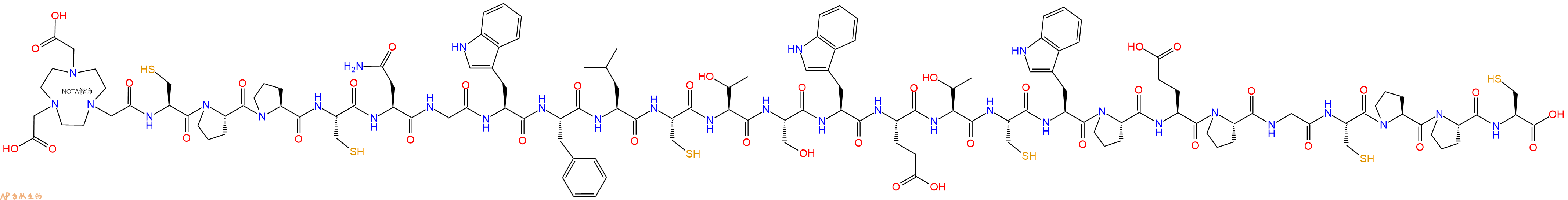 专肽生物产品NOTA-Cys-Pro-Pro-Cys-Asn-Gly-Trp-Phe-Leu-Cys-Thr-Ser-Trp-Glu-Thr-Cys-Trp-Pro-Glu-Pro-Gly-Cys-Pro-Pro-Cys-OH