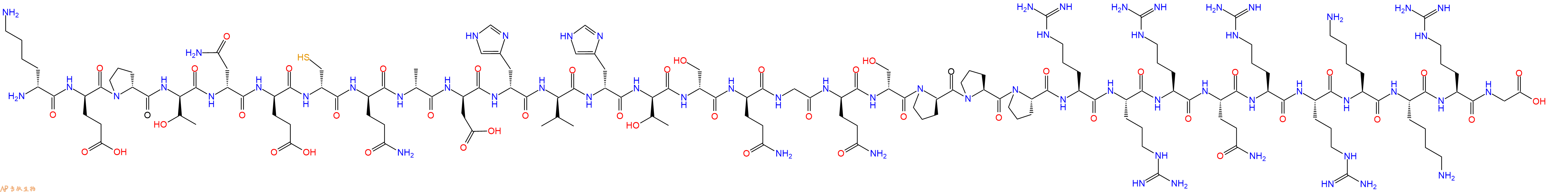 专肽生物产品H2N-DLys-DGlu-DPro-DThr-DAsn-DGlu-DCys-DGln-DAla-DAsp-DHis-DVal-DHis-DThr-DSer-DGln-Gly-DGln-DSer-DPro-Pro-Pro-Arg-Arg-Arg-Gln-Arg-Arg-Lys-Lys-Arg-Gly-OH