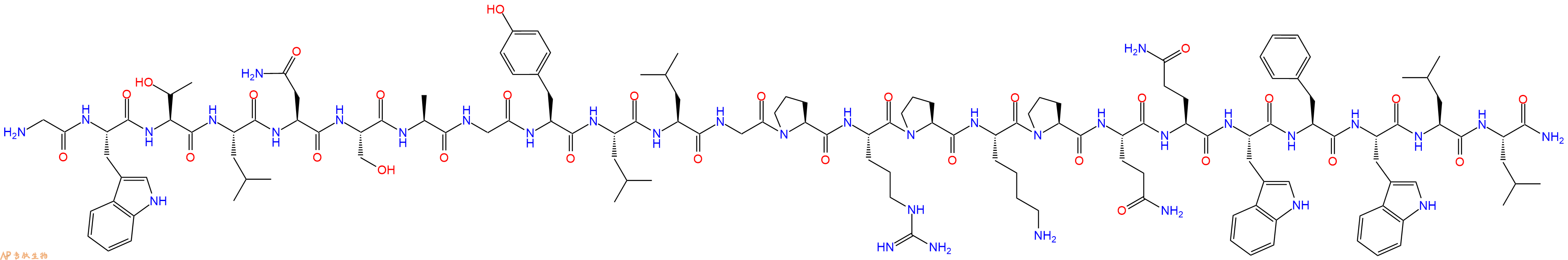 专肽生物产品H2N-Gly-Trp-Thr-Leu-Asn-Ser-Ala-Gly-Tyr-Leu-Leu-Gly-Pro-Arg-Pro-Lys-Pro-Gln-Gln-Trp-Phe-Trp-Leu-Leu-CONH2