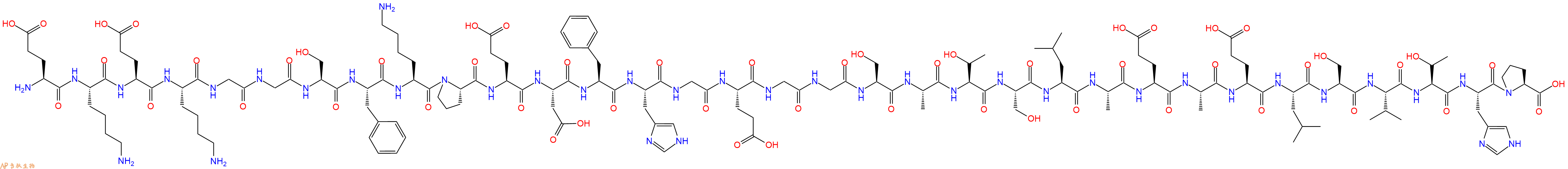 专肽生物产品H2N-Glu-Lys-Glu-Lys-Gly-Gly-Ser-Phe-Lys-Pro-Glu-Asp-Phe-His-Gly-Glu-Gly-Gly-Ser-Ala-Thr-Ser-Leu-Ala-Glu-Ala-Glu-Leu-Ser-Val-Thr-His-Pro-OH