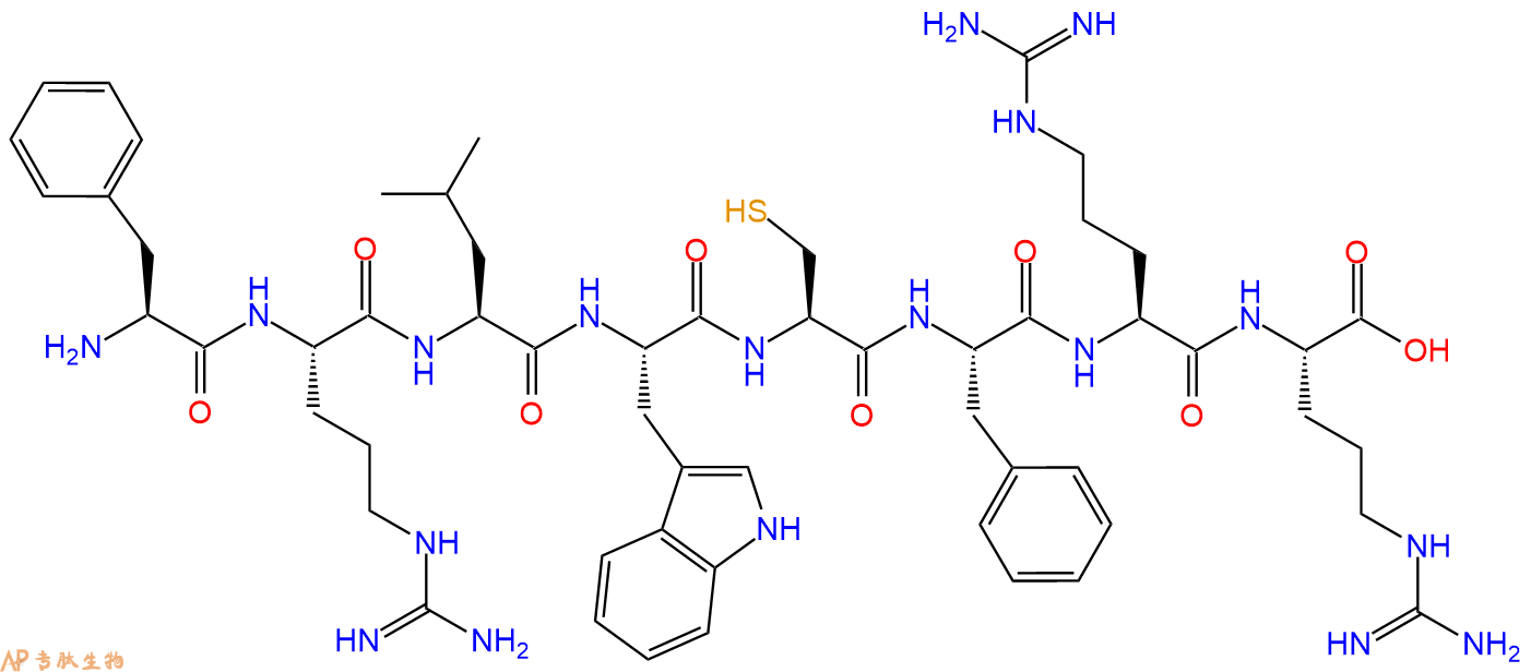 专肽生物产品H2N-Phe-Arg-Leu-Trp-Cys-Phe-Arg-Arg-OH
