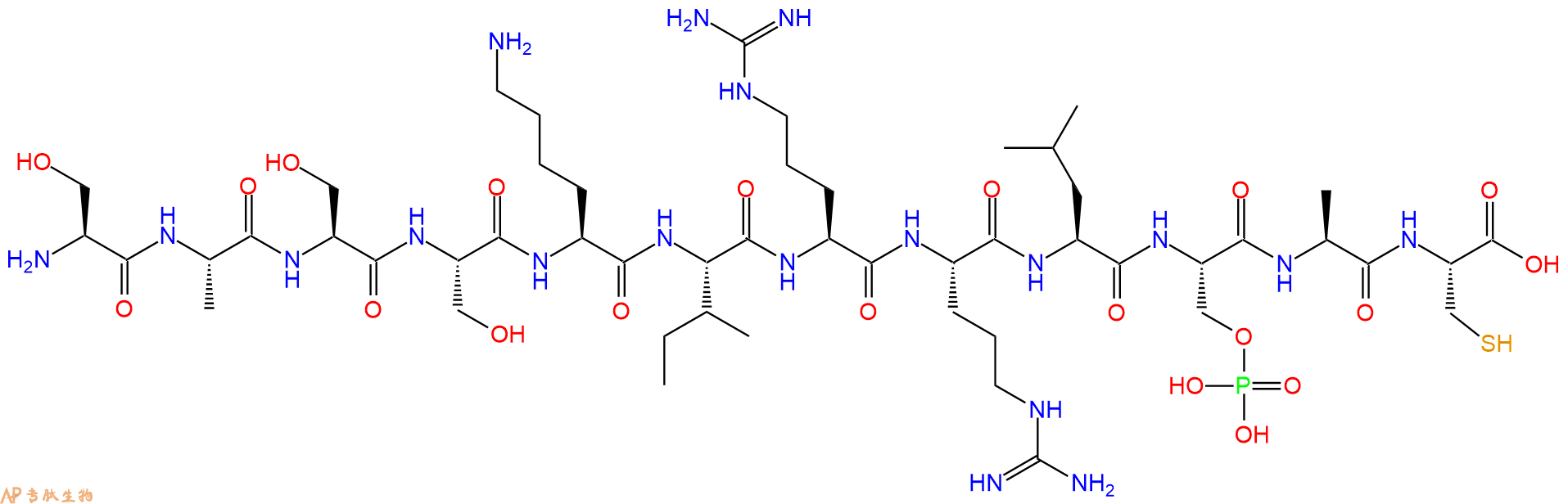专肽生物产品H2N-Ser-Ala-Ser-Ser-Lys-Ile-Arg-Arg-Leu-Ser(PO3H2)-Ala-Cys-OH