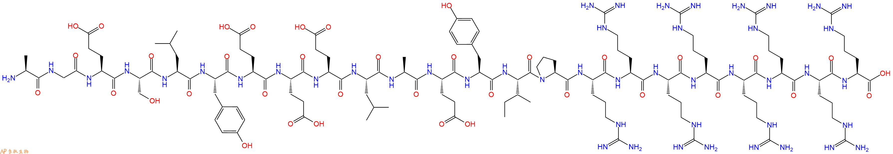专肽生物产品H2N-Ala-Gly-Glu-Ser-Leu-Tyr-Glu-Glu-Glu-Leu-Ala-Glu-Tyr-Ile-Pro-Arg-Arg-Arg-Arg-Arg-Arg-Arg-Arg-OH