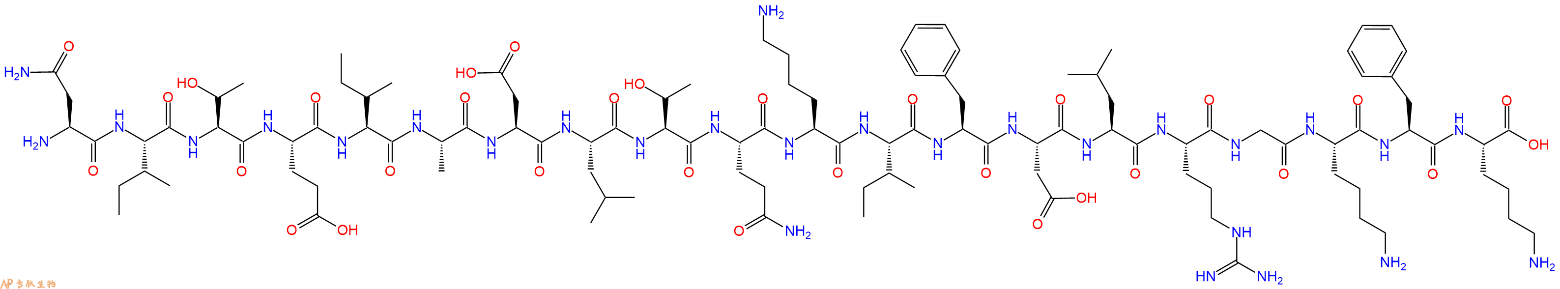 专肽生物产品H2N-Asn-Ile-Thr-Glu-Ile-Ala-Asp-Leu-Thr-Gln-Lys-Ile-Phe-Asp-Leu-Arg-Gly-Lys-Phe-Lys-OH