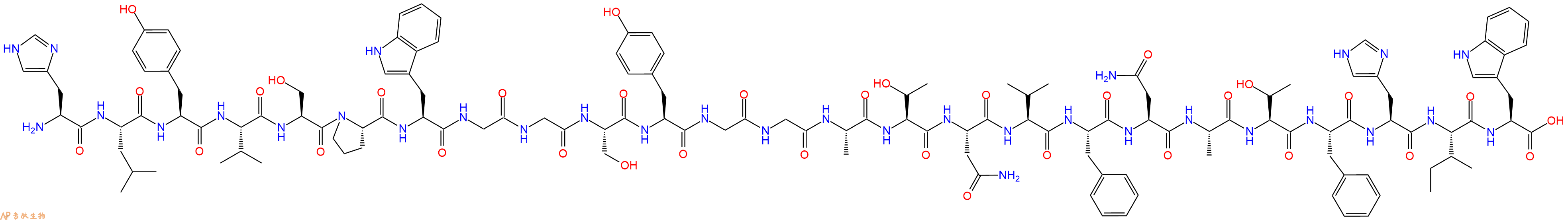 专肽生物产品H2N-His-Leu-Tyr-Val-Ser-Pro-Trp-Gly-Gly-Ser-Tyr-Gly-Gly-Ala-Thr-Asn-Val-Phe-Asn-Ala-Thr-Phe-His-Ile-Trp-OH