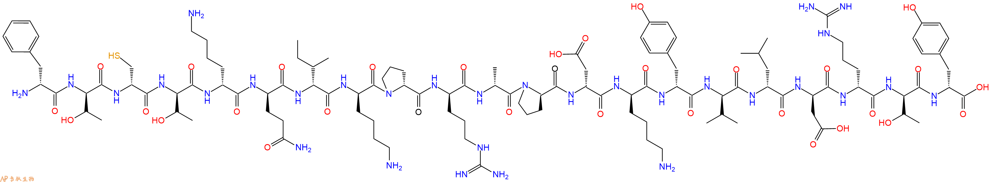 专肽生物产品H2N-DPhe-DThr-DCys-DThr-DLys-DGln-DIle-DLys-DPro-DArg-DAla-DPro-DAsp-DLys-DTyr-DVal-DLeu-DAsp-DArg-DThr-DTyr-OH