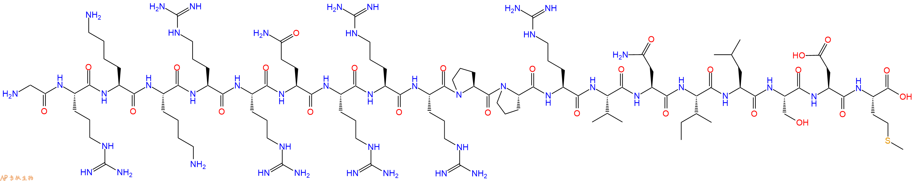 专肽生物产品H2N-Gly-Arg-Lys-Lys-Arg-Arg-Gln-Arg-Arg-Arg-Pro-Pro-Arg-Val-Asn-Ile-Leu-Ser-Asp-Met-OH