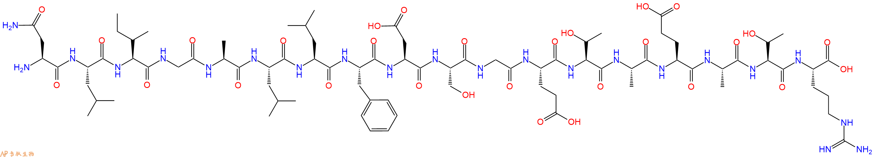 专肽生物产品H2N-Asn-Leu-Ile-Gly-Ala-Leu-Leu-Phe-Asp-Ser-Gly-Glu-Thr-Ala-Glu-Ala-Thr-Arg-OH