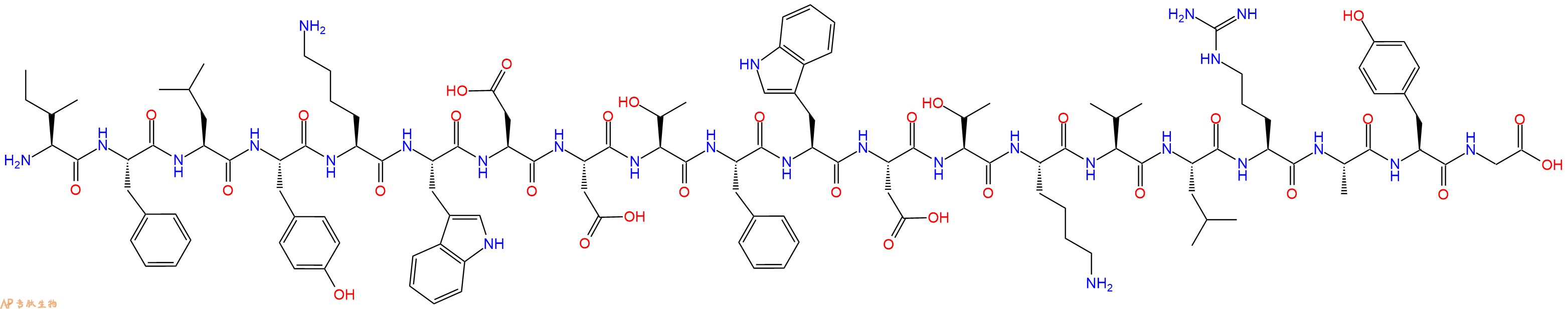 专肽生物产品H2N-Ile-Phe-Leu-Tyr-Lys-Trp-Asp-Asp-Thr-Phe-Trp-Asp-Thr-Lys-Val-Leu-Arg-Ala-Tyr-Gly-OH