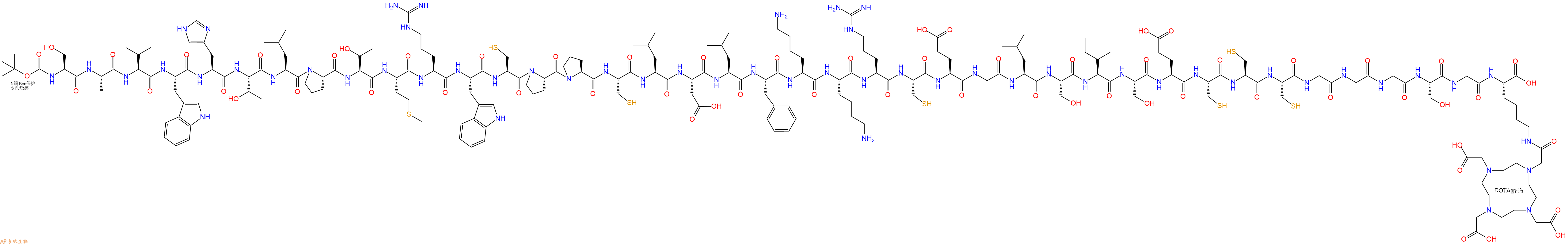 专肽生物产品Boc-Ser-Ala-Val-Trp-His-Thr-Leu-Pro-Thr-Met-Arg-Trp-Cys-Pro-Pro-Cys-Leu-Asp-Leu-Phe-Lys-Lys-Arg-Cys-Glu-Gly-Leu-Ser-Ile-Ser-Glu-Cys-Cys-Cys-Gly-Gly-Gly-Ser-Gly-Lys(DOTA)-OH