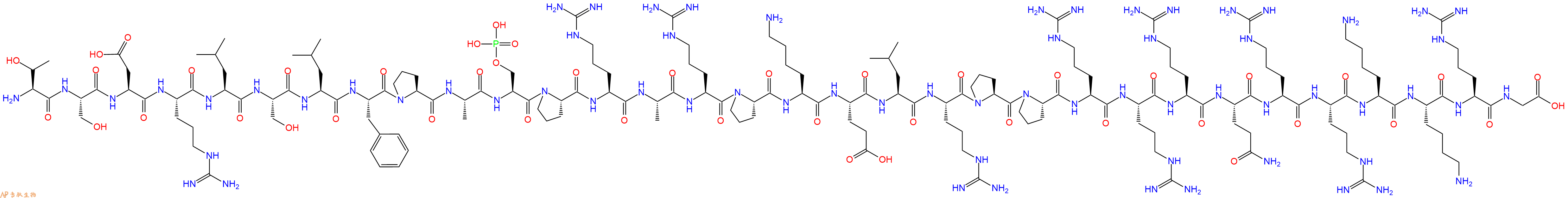 专肽生物产品H2N-Thr-Ser-Asp-Arg-Leu-Ser-Leu-Phe-Pro-Ala-Ser(PO3H2)-Pro-Arg-Ala-Arg-Pro-Lys-Glu-Leu-Arg-Pro-Pro-Arg-Arg-Arg-Gln-Arg-Arg-Lys-Lys-Arg-Gly-OH