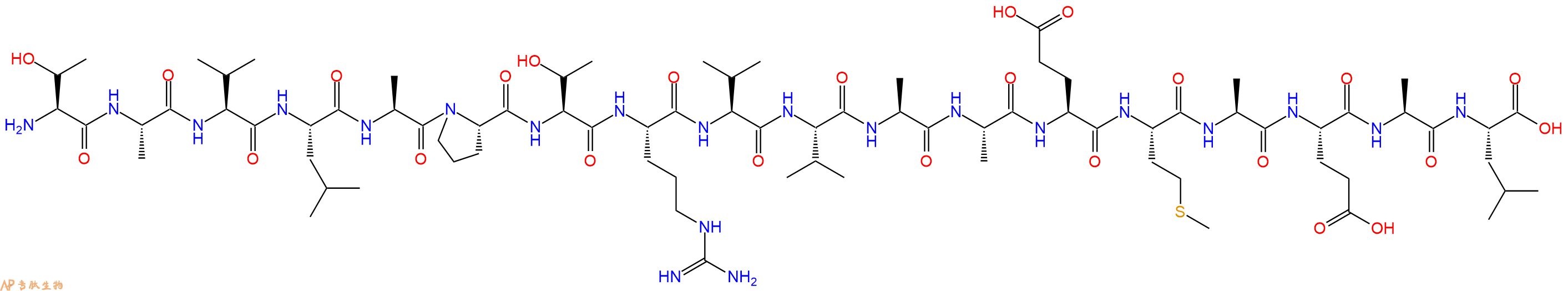 专肽生物产品H2N-Thr-Ala-Val-Leu-Ala-Pro-Thr-Arg-Val-Val-Ala-Ala-Glu-Met-Ala-Glu-Ala-Leu-OH
