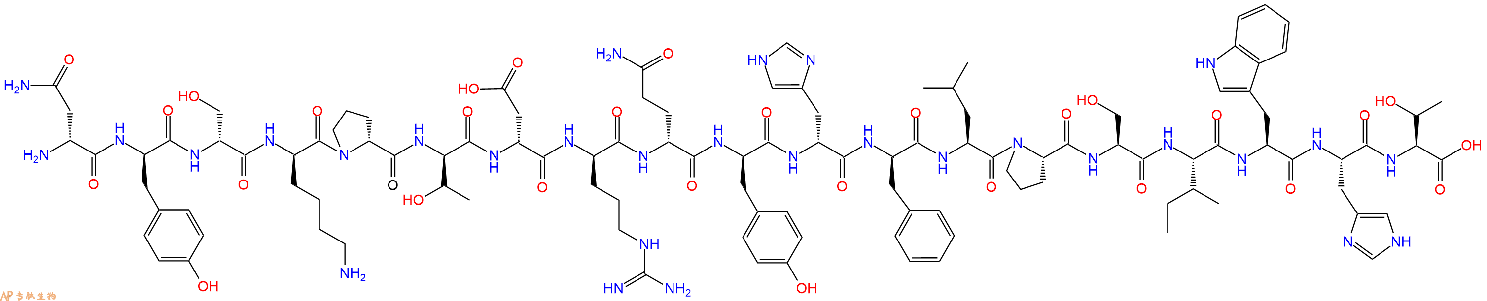 专肽生物产品H2N-DAsn-DTyr-DSer-DLys-DPro-DThr-DAsp-DArg-DGln-DTyr-DHis-DPhe-Leu-Pro-Ser-Ile-Trp-His-Thr-OH