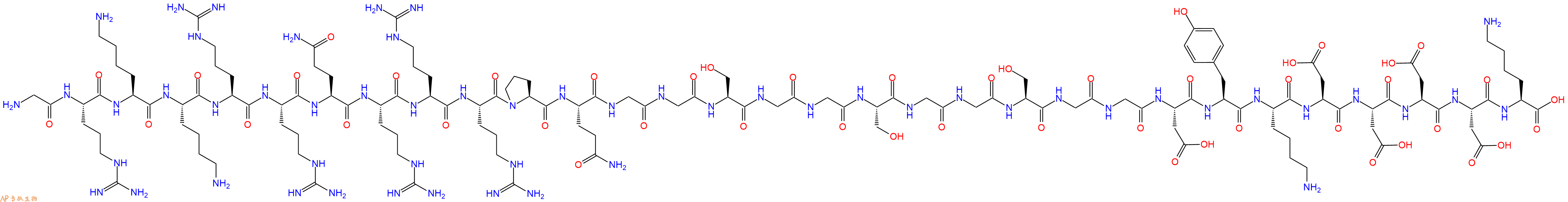 专肽生物产品H2N-Gly-Arg-Lys-Lys-Arg-Arg-Gln-Arg-Arg-Arg-Pro-Gln-Gly-Gly-Ser-Gly-Gly-Ser-Gly-Gly-Ser-Gly-Gly-Asp-Tyr-Lys-Asp-Asp-Asp-Asp-Lys-OH