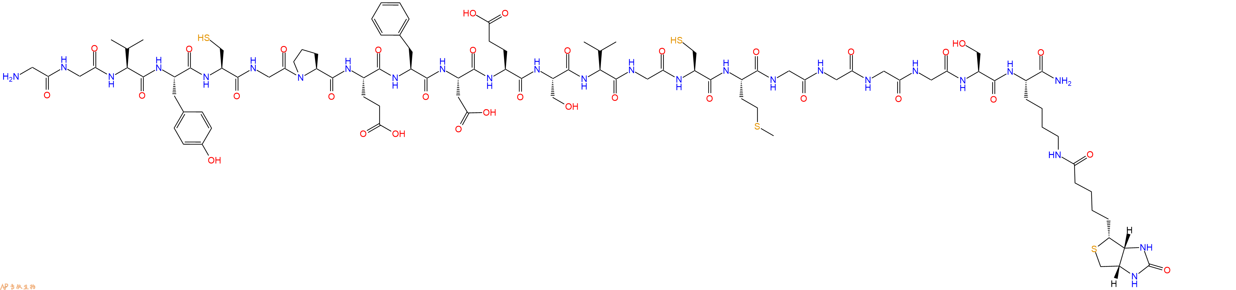 专肽生物产品H2N-Gly-Gly-Val-Tyr-Cys-Gly-Pro-Glu-Phe-Asp-Glu-Ser-Val-Gly-Cys-Met-Gly-Gly-Gly-Gly-Ser-Lys(Biotin)-CONH2