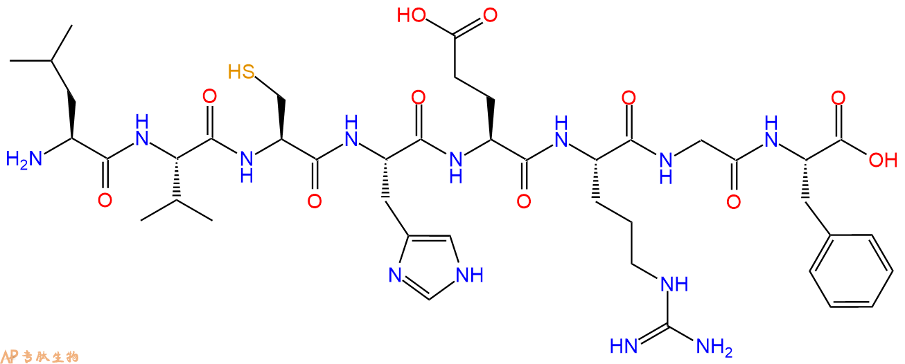 专肽生物产品H2N-Leu-Val-Cys-His-Glu-Arg-Gly-Phe-OH