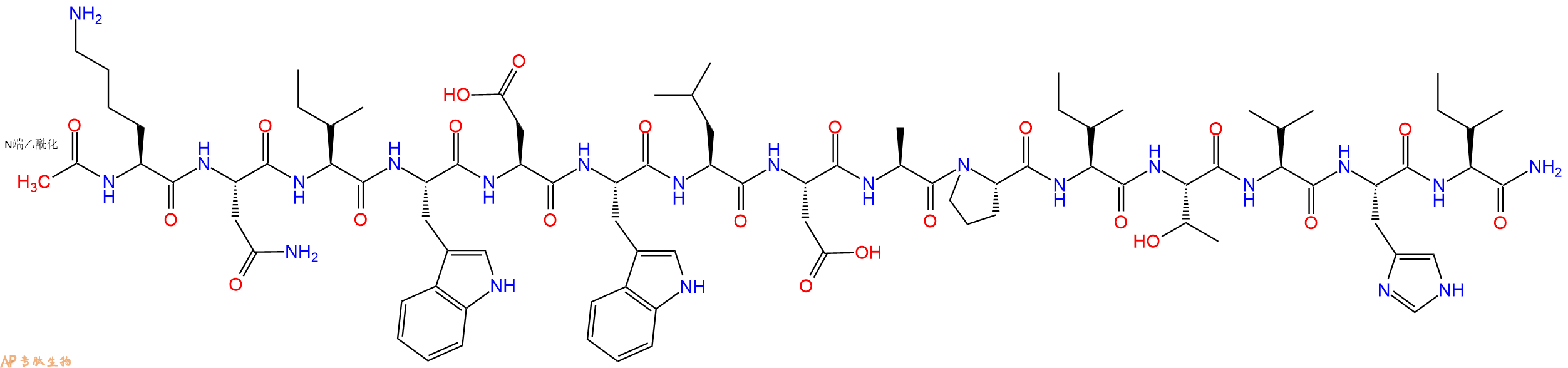 专肽生物产品Ac-Lys-Asn-Ile-Trp-Asp-Trp-Leu-Asp-Ala-Pro-Ile-Thr-Val-His-Ile-CONH2