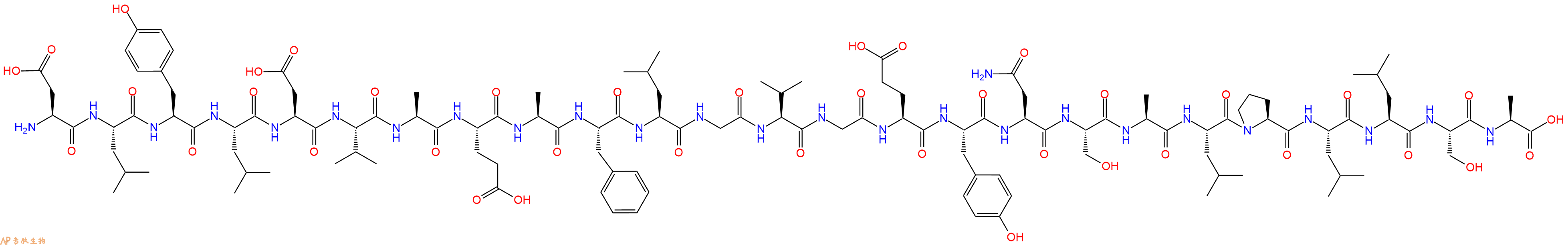 专肽生物产品H2N-Asp-Leu-Tyr-Leu-Asp-Val-Ala-Glu-Ala-Phe-Leu-Gly-Val-Gly-Glu-Tyr-Asn-Ser-Ala-Leu-Pro-Leu-Leu-Ser-Ala-OH
